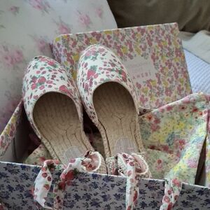 LoveShackFancy Manebi Suede Espadrilles In Berry Cherry Sz 37